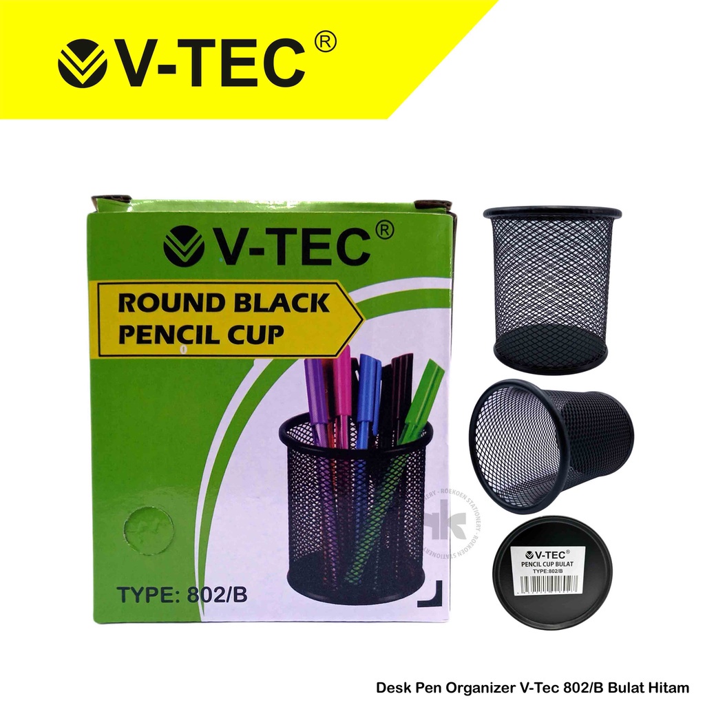 

V-Tec Pen Organizer 802/B Pencil Cup Bulat Hitam