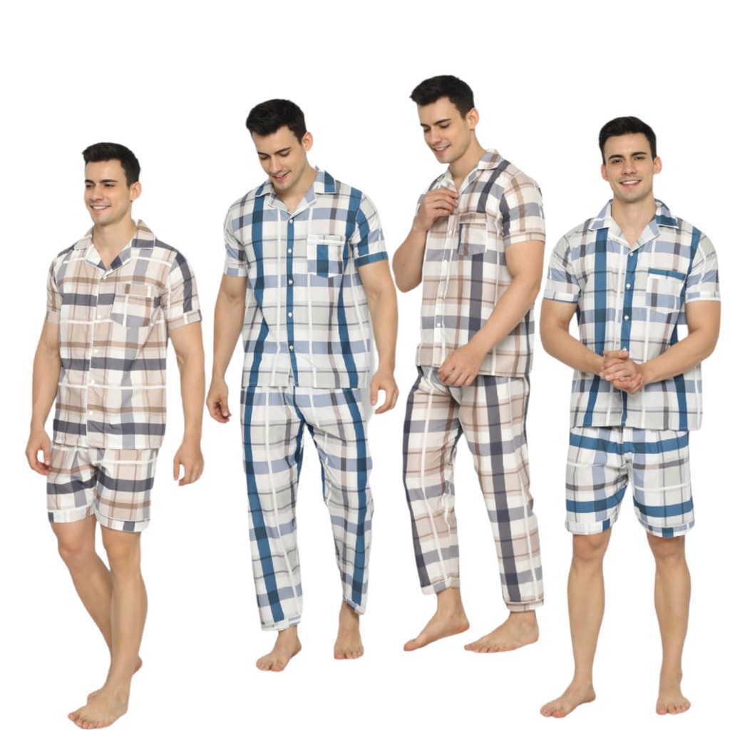 Baju tidur pria dewasa celana pendek LD 140 130 120 110 setelan piyama set cowok jumbo