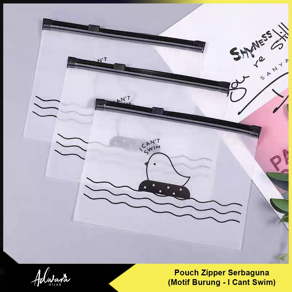 

Pouch Zipper Kosmetik Motif Burung Ukuran 20x14 cm Waterproof Sebaguna