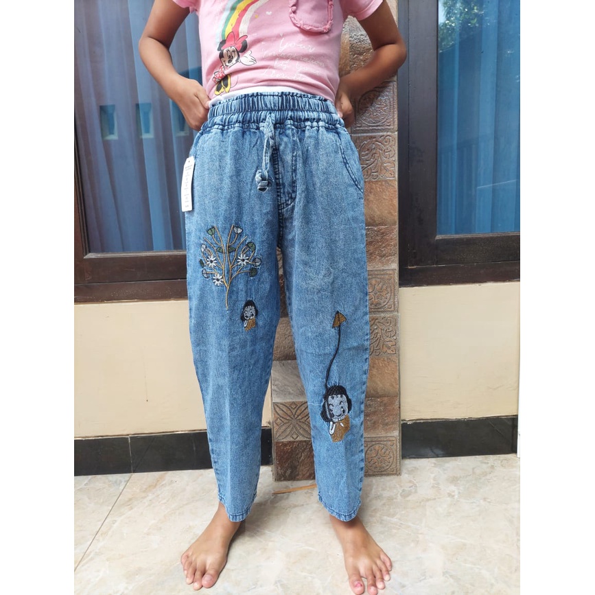 Boyfriend Jeans Kids Snow / Celana Jeans Bordir Anak / Orinika Kids / Sun Kids / Doll Kids / Sandra 25 Kids