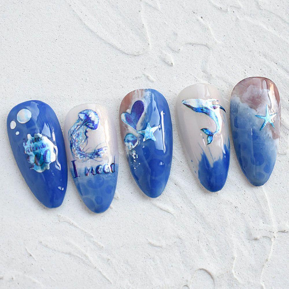 1pc Stiker Kuku Decal Laser Ultra Tipis Untuk Dekorasi Nail Art