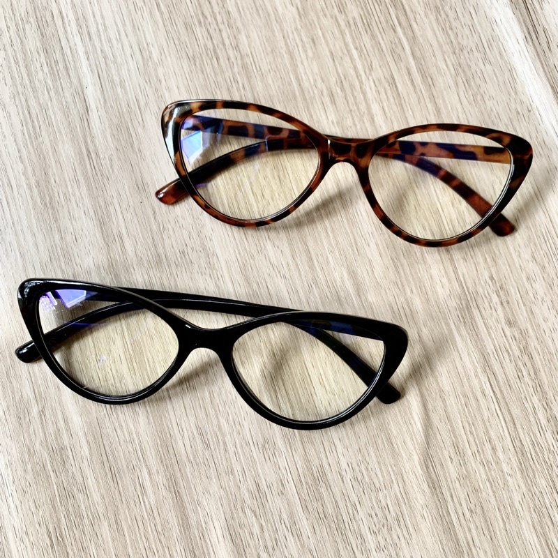 Kacamata bening wanita korea eye cat leopard