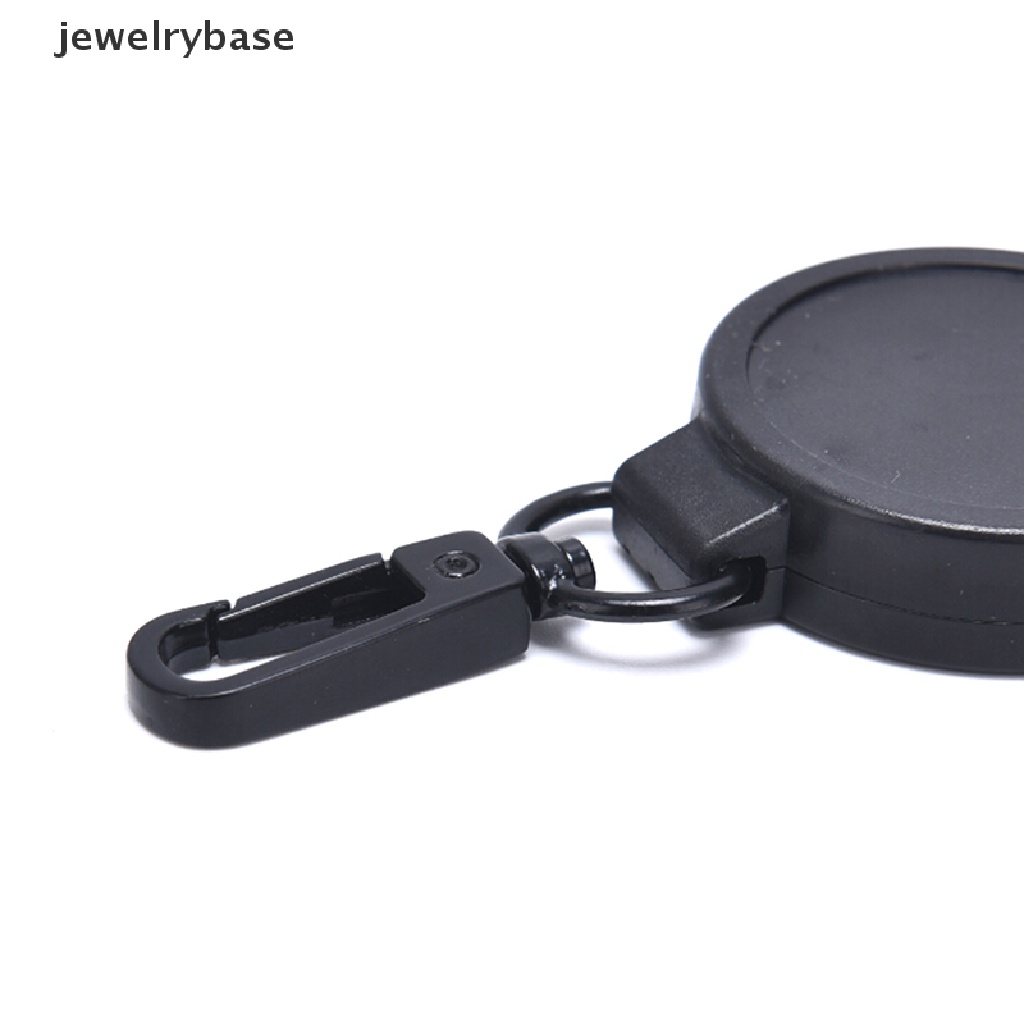 (jewelrybase) Gantungan Kunci Dengan Klip Kartu Identitas Retractable Warna Hitam