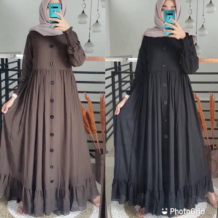 Terbaru.. Plain Dress - Baju Gamis Syari Remaja / Ibu Ibu Pesta Kondangan Mewah Elegan Sultan Jumbo