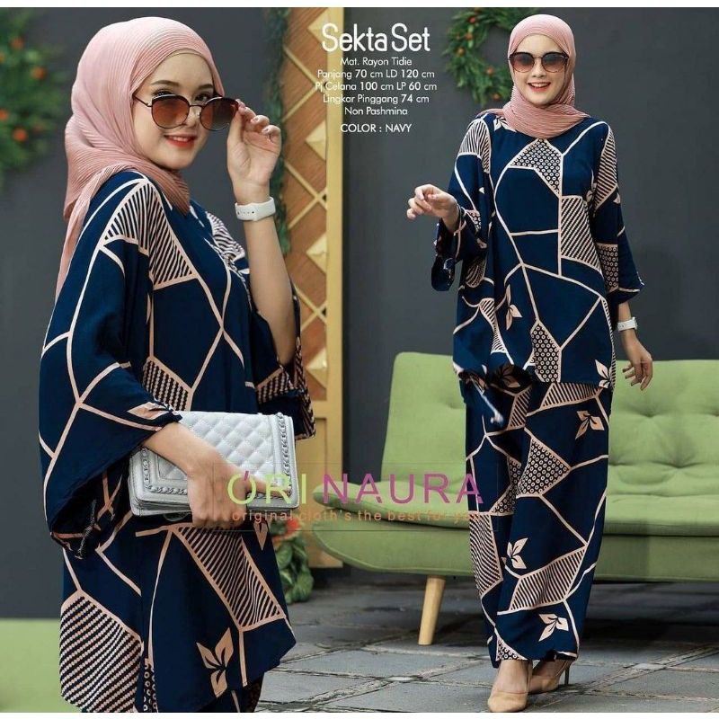 Setelan Wanita/Tunik Dress Emira/ Set Jumbo/One  Waka Waka