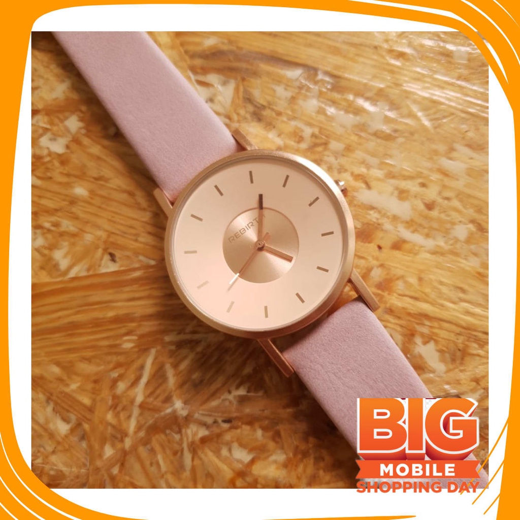 JAm Cewe Pink Bue Sky Gold Silver rubber Anti karat Air / JAM TANGAN WANITA KULIT REBIRTH ORIGINAL P