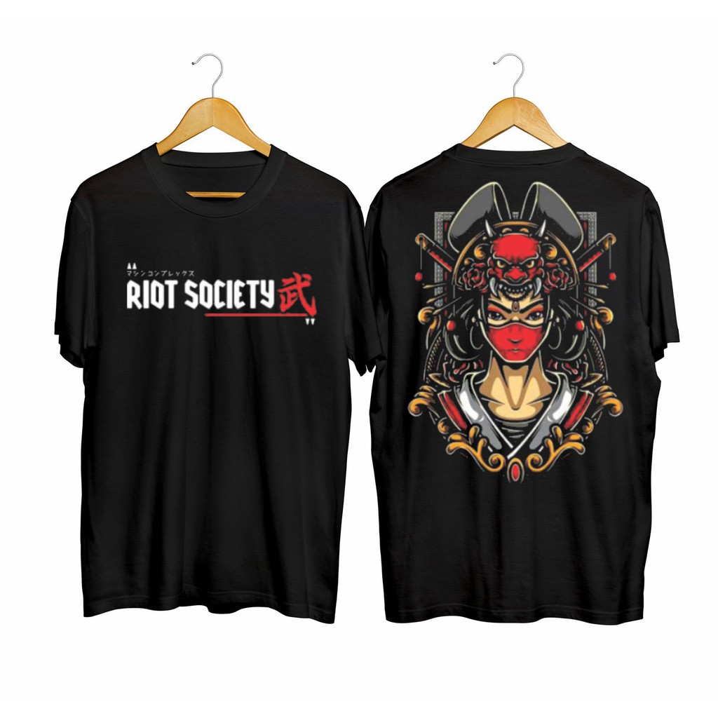 Kaos murah Kaos distro murah baju  distro pria t-shirt murah combed30s RIOT GARIS HITAM