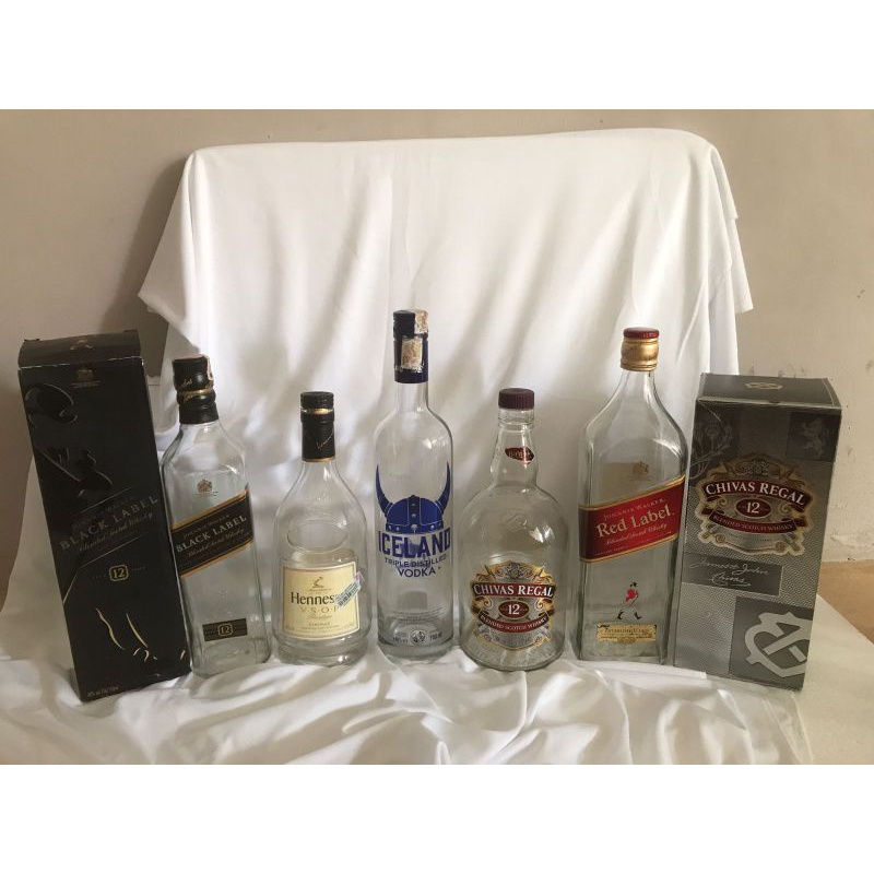 BOTOL MINUMAN HIASAN AESTHETIC , Jack Daniels, Chivas Regal, Iceland dll