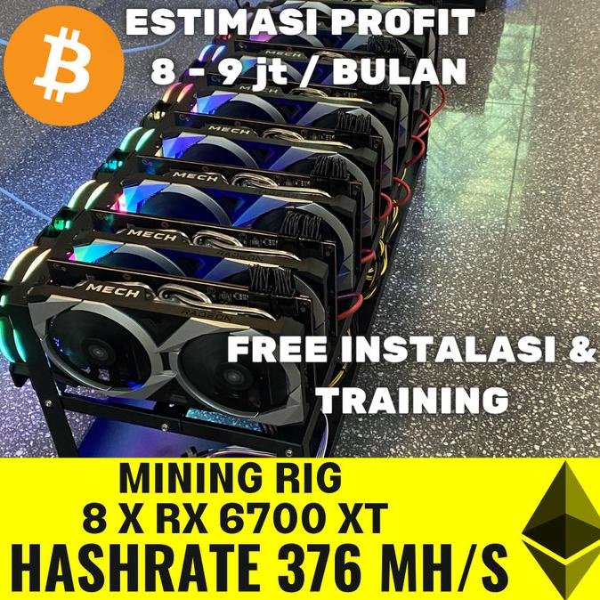 Mining Rig 8X Rx 6700 Xt 12Gb Mesin Penambang Crypto