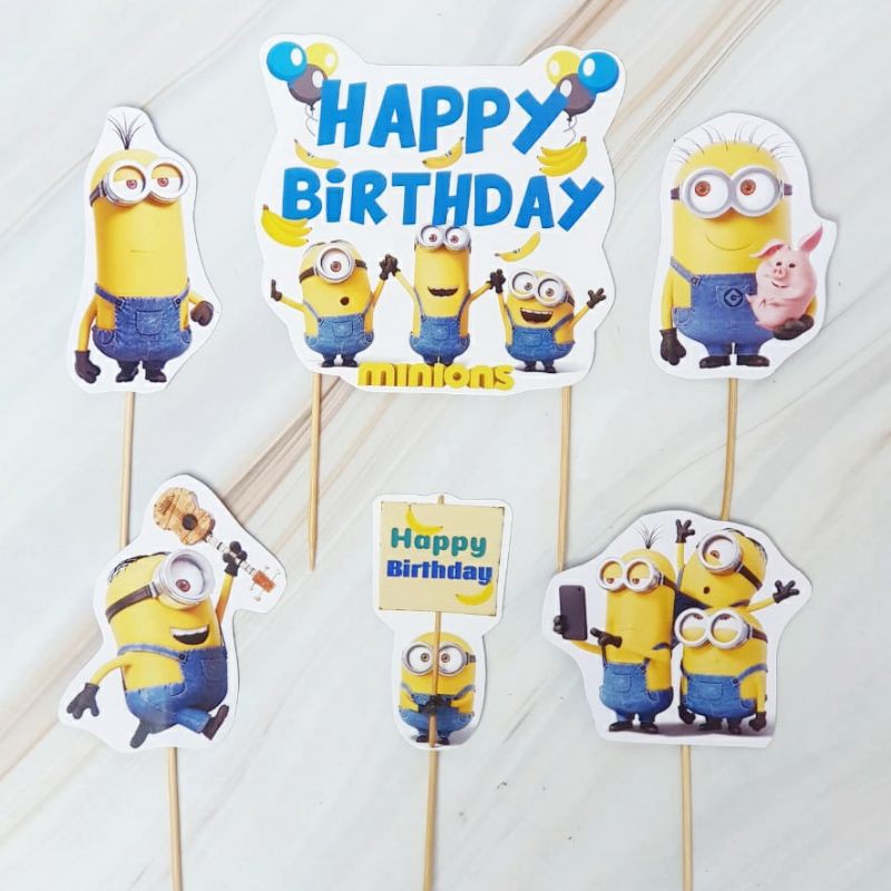 SK Minions Minion Cake Topper Birthday Hiasan Kue Ulang Tahun Cupcake Pudding Tumpeng Hampers