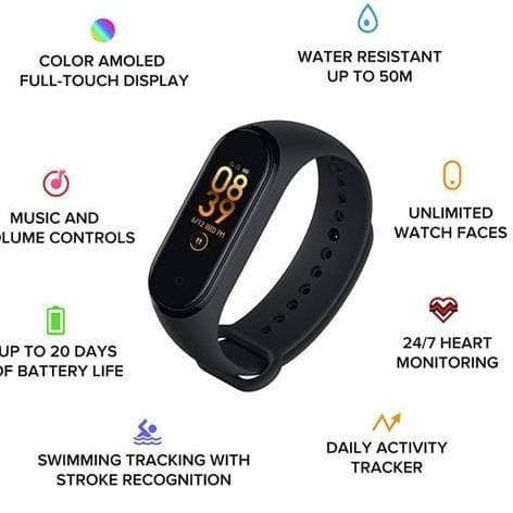 Xiaomi Mi Band 4 Smartwatch Jam Smart Watch Pria Wanita Jam Tangan Pintar Jam HP Android Original (A