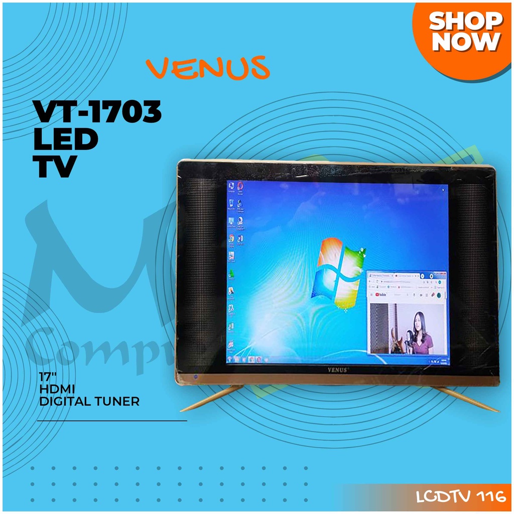 Venus VT-1703 17" LED TV Sleek Panel Design Fast Response Time Digital Tuner TV