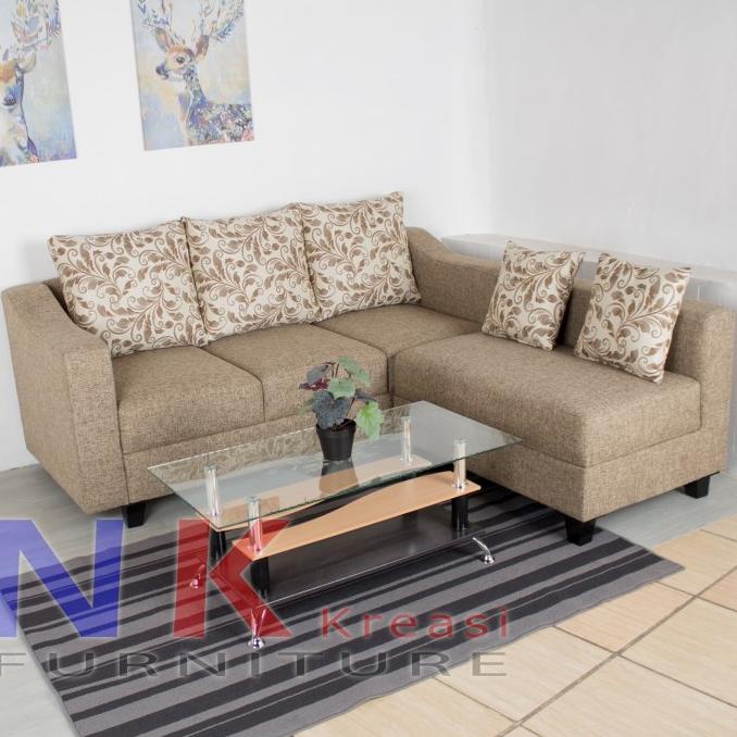 Sofa Kursi Ruang Tamu L putus Minimalis, sofa sudut mewah + MEJA TAMU