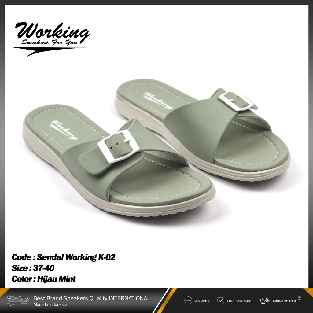 Sandal Slop Wanita Working K-02 Sendal Selop Wedges Terbaru Kekinian