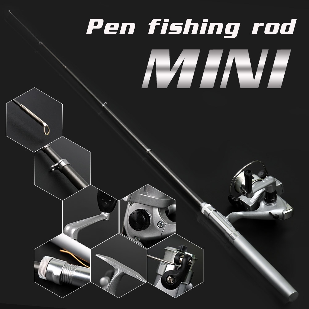 Joran Pancing Murah Memancing Set Mini Pena Pancing Portabel Fleksibilitas 1M Teleskopik Pancing Dan Memancing Berputar Reel dengan Pancing untuk Air Tawar Sungai Danau Anak-anak Mengajar Memancing Set