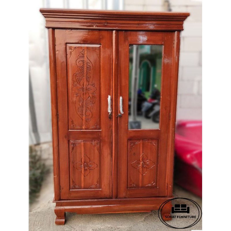 Lemari Pakaian Kayu Jati 2 Pintu Jumbo