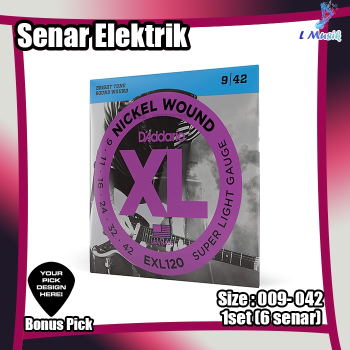 ORIGINAL SENAR GITAR D ADDARIO ELEKTRIK EXL120 - SENAR GITAR ELEKTRIK UKURAN 09