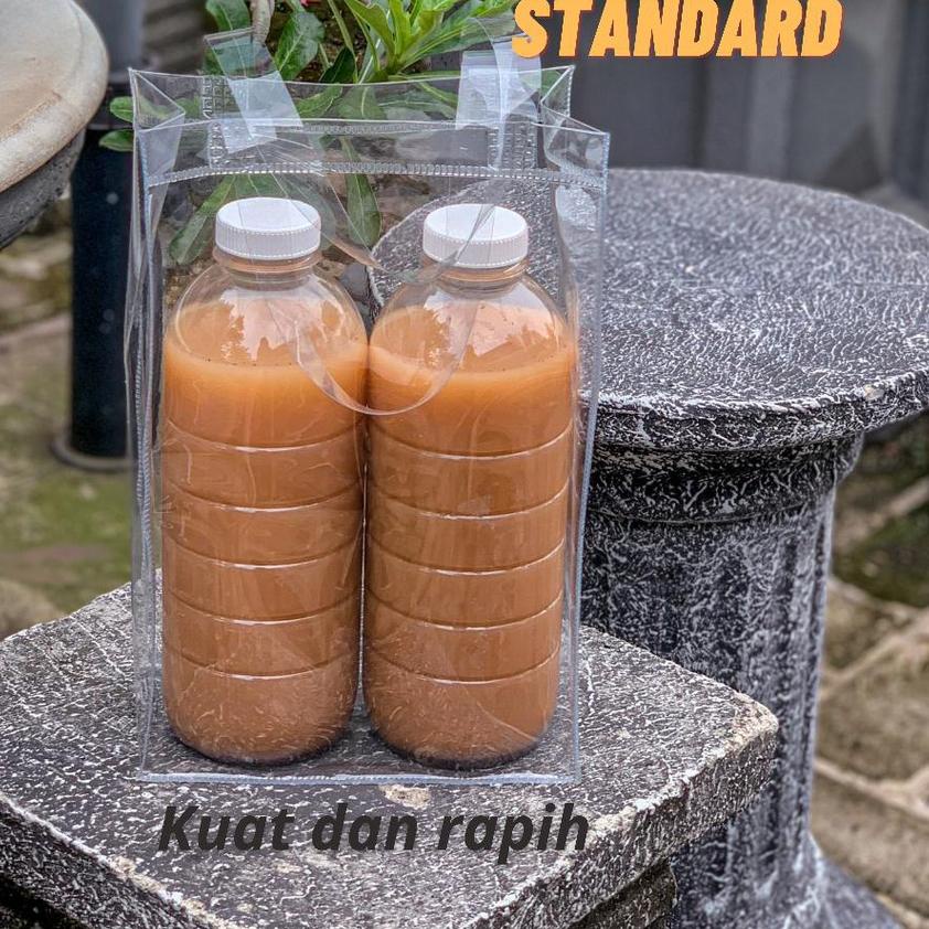 HARGA GROSIR >> 0.10 TAS KANTONG TOTE BAG PLASTIK MIKA PVC TEBAL BENING SUPER TRANSPARANT GOODIEBAG 