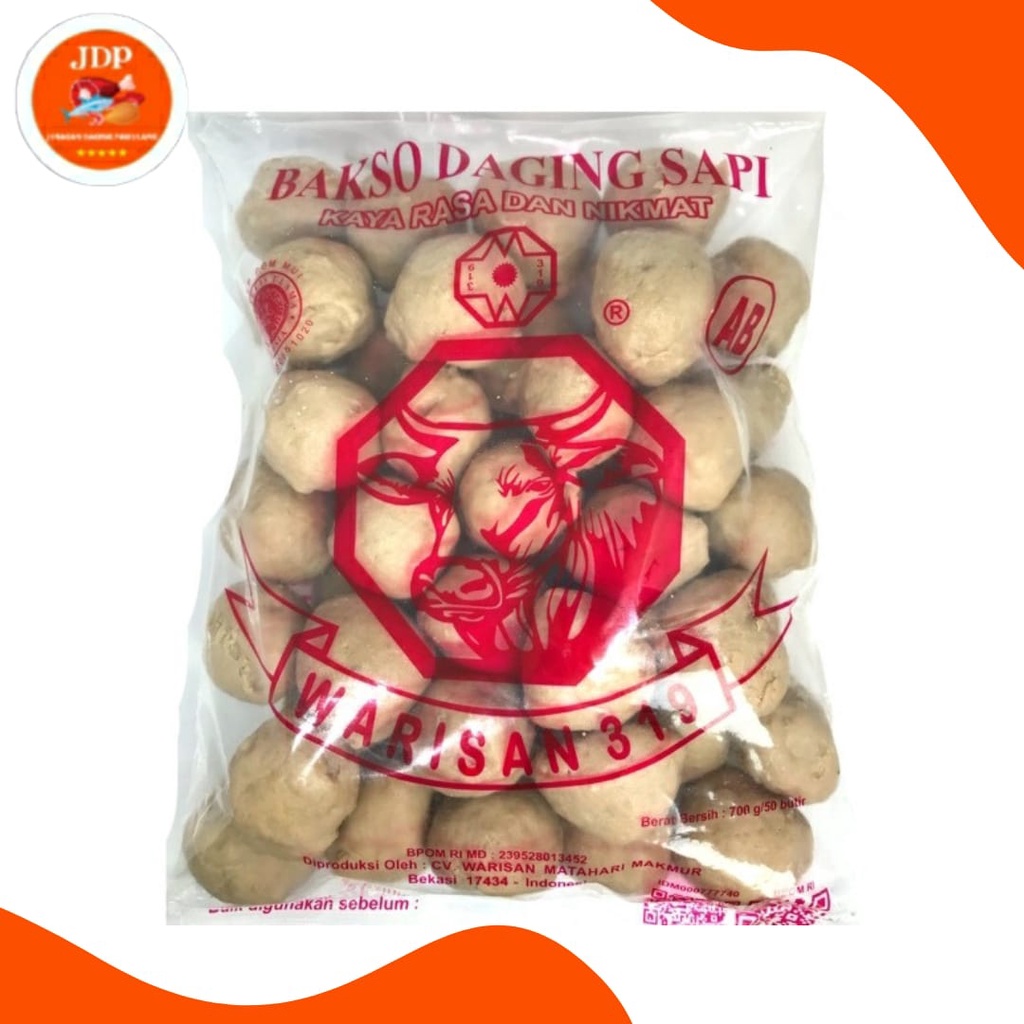 

BAKSO BASO DAGING SAPI AB MERK WARISAN 319 ISI 50 BUTIR FROZEN FOOD