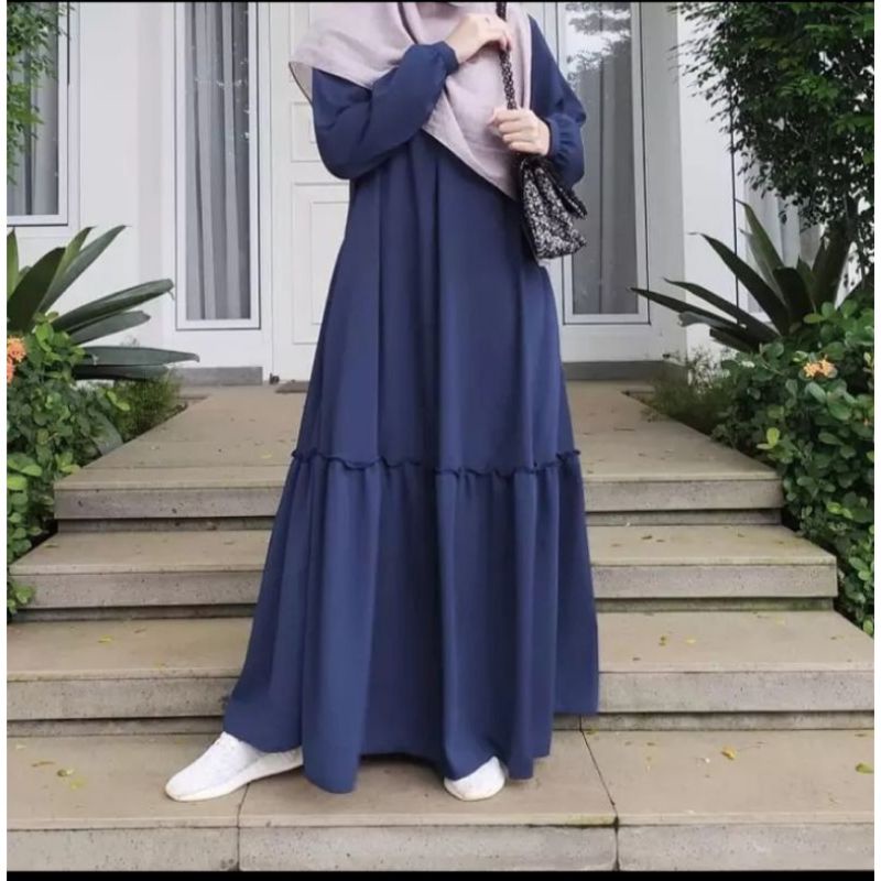 Gamis polos rempel serut dress polos simpel bahan itycrep premium