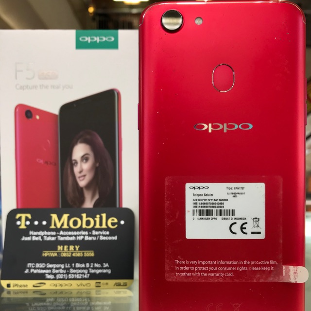 OPPO F5 PRO RAM 6GB 64GB ROM RED LIMITED EDITION, 25MP, SECOND FULLSET ORI, Ex. GARANSI RESMI OPPO