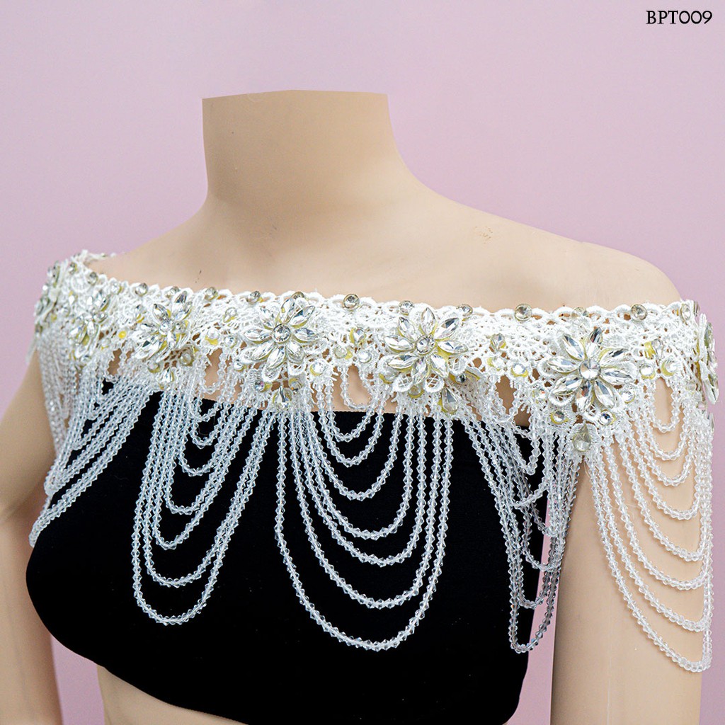 [STOK TERBATAS] BRIDAL BOLERO CRYSTAL MUTIARA WEDDING PESTA WANITA BPT009
