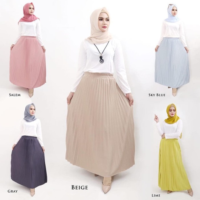 5pcs Paket Rok Plisket Rok Plisket Grosir Fashion Wanita