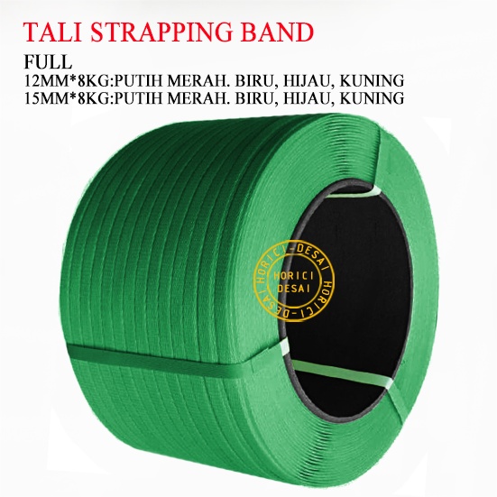 ASLI FULL TALI STRAPPING BAND / LEBAR: 12mm &amp; 15mm BERAT: 8kg / Packing barang berat dan besar.karton besar pallet (peti kayu), dus, dll