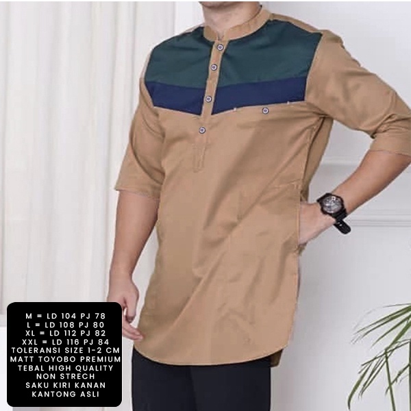 Baju Koko Ndrex / Baju Kerah Shanghai / Baju Muslim Pria Matt Katun Premium Tebal