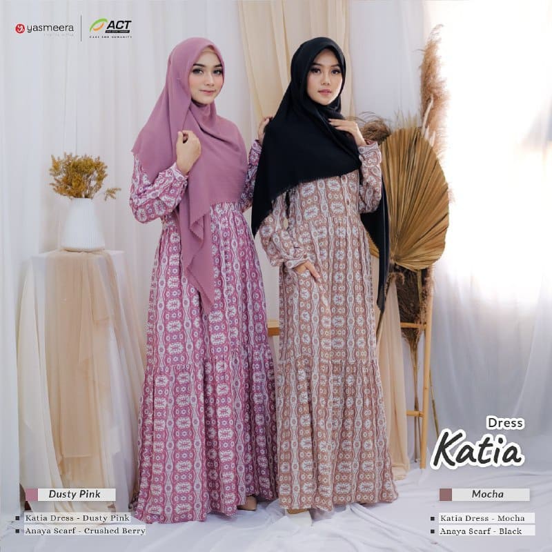 [PROMO] Gamis syar'i katun rayon motif katia dress By Yasmeera