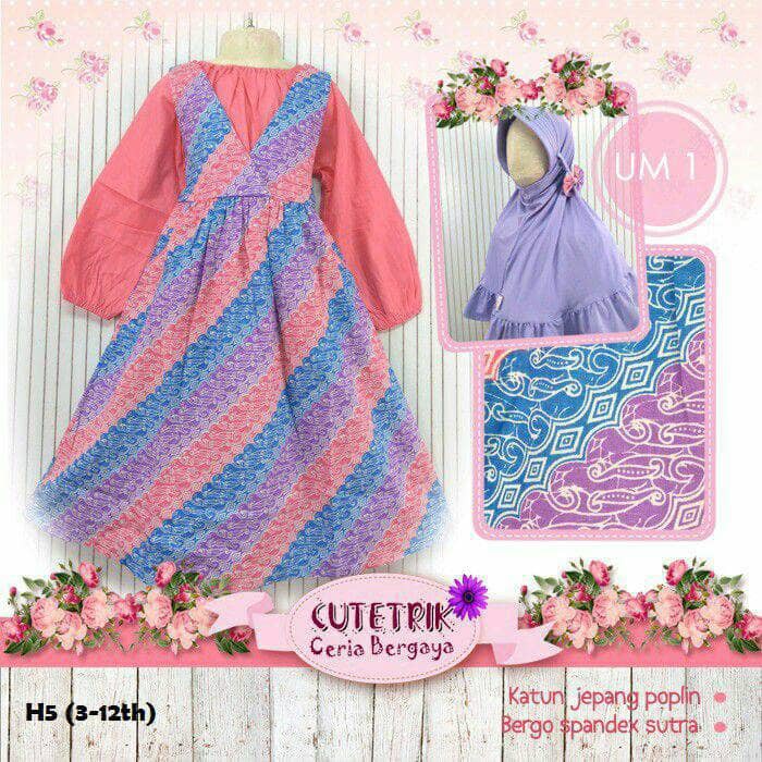 Baju muslim anak perempuan gamis anak cutetrik