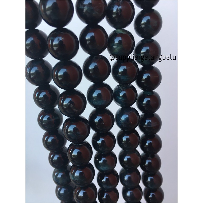 Premium Black Tiger Eye 16mm kilap mata singa hitam biduri sepah bulu aksesoris pernak pernik craft