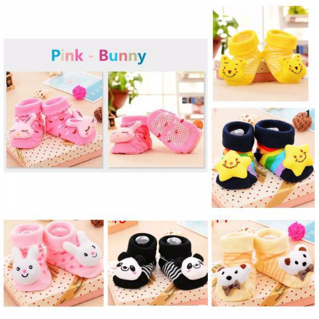 Kaos Kaki anak Bayi BONEKA cute animal 3d lucu import boy girl anti slip baby kids socks prewalker sepatu bayi