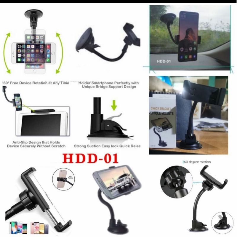 HDD-01 HOLDER MOBIL CAR STAND HOLDER HP MOBIL TEMPEL KACA DUDUKAN HANDPHONE DASHBOARD PHONE HOLDER UNIVERSAL