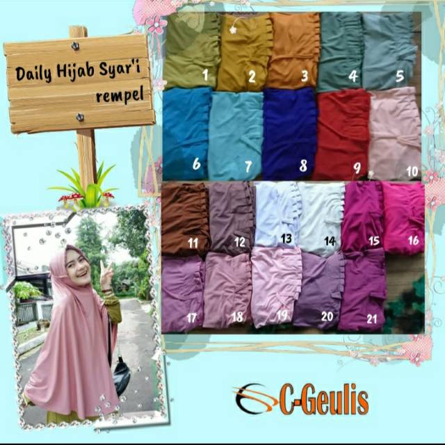 C-Geulis Daily Hijap syar'i Rempel (Harga / pcs)