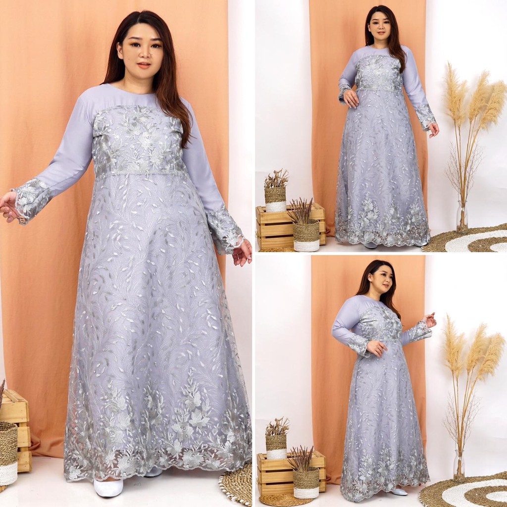 (Ada RealPict) GAUN GAMIS MARWAH TILLE TULLE BORDIR MUTIARA PREMIUM MAXI LEBARAN MUSLIM LONG DRESS
