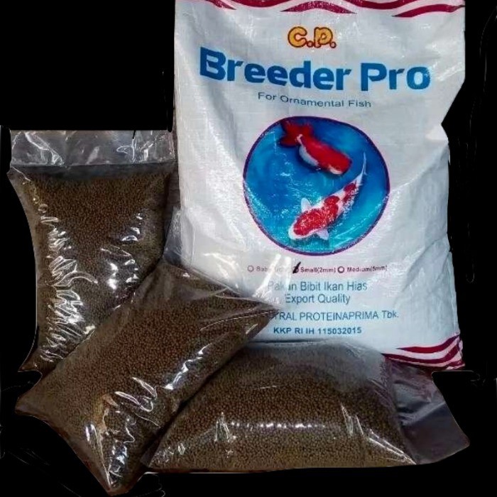 Pakan Pelet Ikan Hias Koi Mas Koki CP BREEDER PRO Repack 1kg 1 Kg C P