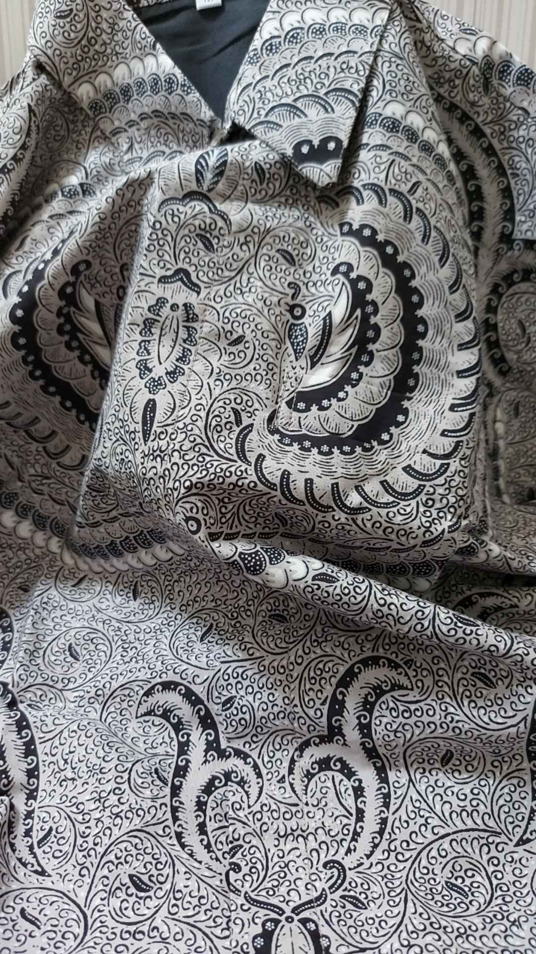 (1kg=4pcs) Kemeja Batik Lengan Panjang Batik Oriab Babon Angkrem Warna Dasar Abu
