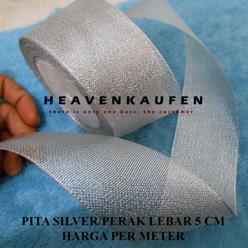 Pita Perak / Silver Lebar 5 cm Murah Harga Per Meter