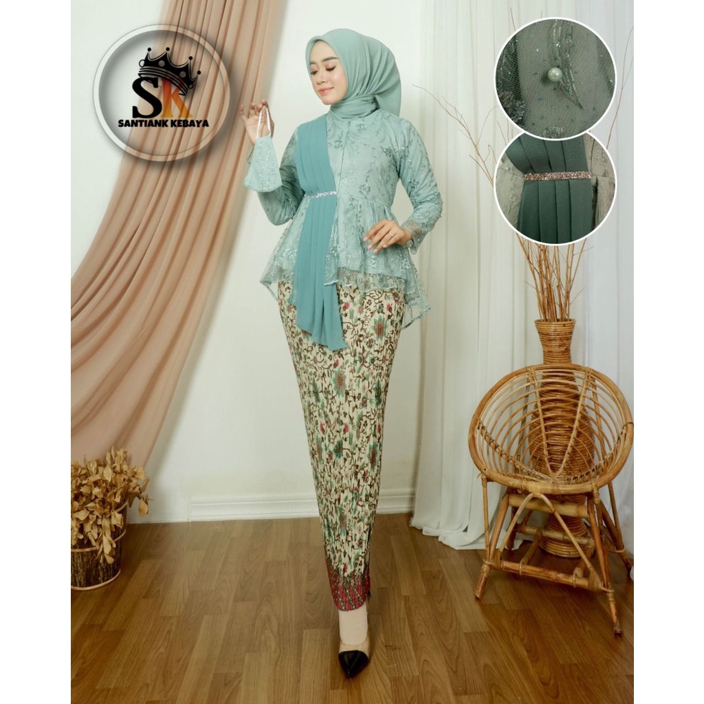 Set Kebaya Modern Baju Kondangan Kebaya Brokat Stelan Kebaya Wisuda Terbaru Kebaya Selendang By Santiank Kebaya