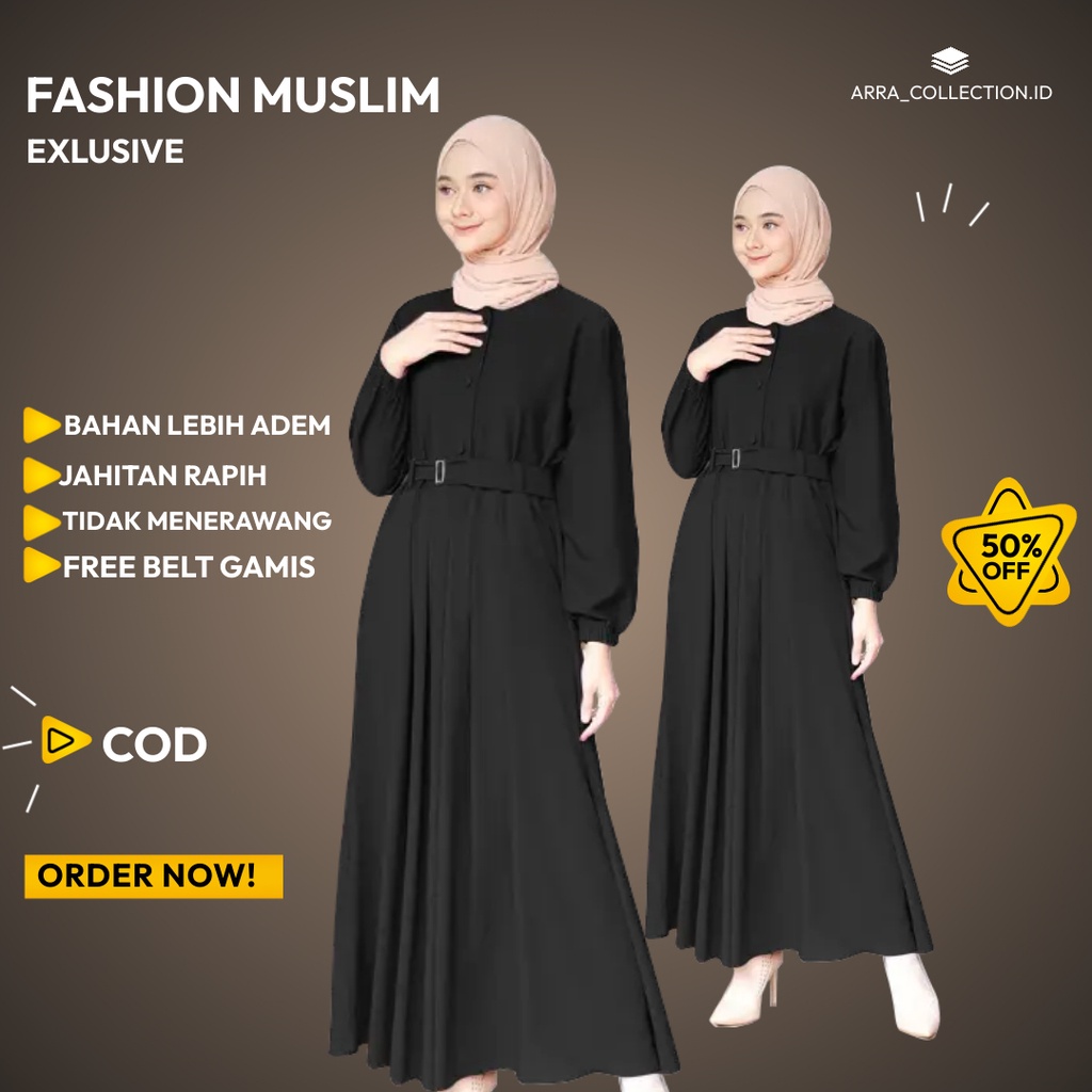 Baju gamis wanita busui terbaru polos murah bahan katun jubah perempuan muslimah buat lebaran dress 