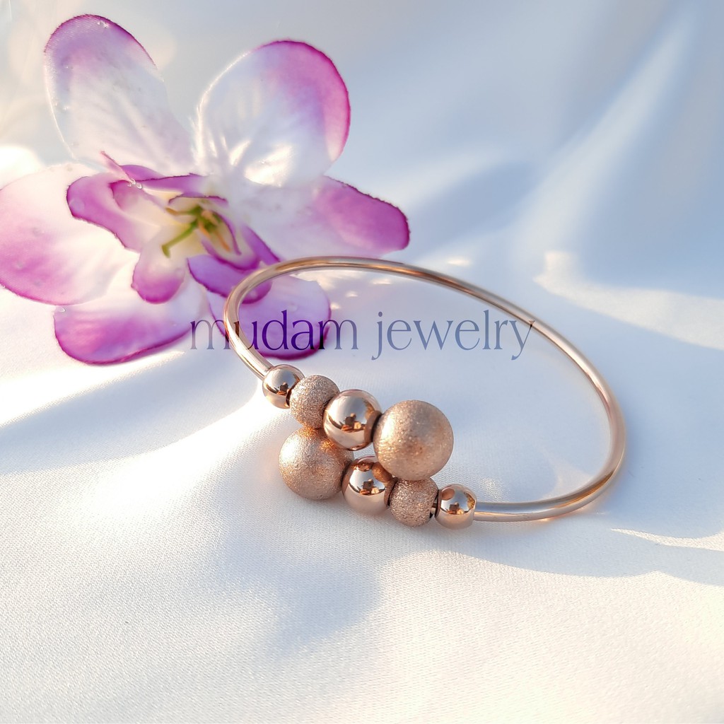 Gelang Lentur Titanium Sand Balls Tersedia Warna Rosegold, Gold dan Silver