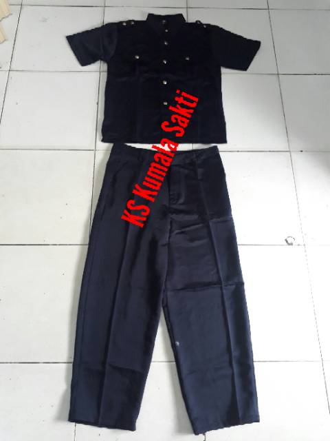 Safari Pendek Biru Dongker-Safari Paspampres-Topi Security-Rompi Security-Kaos security-Sabuk Satpam