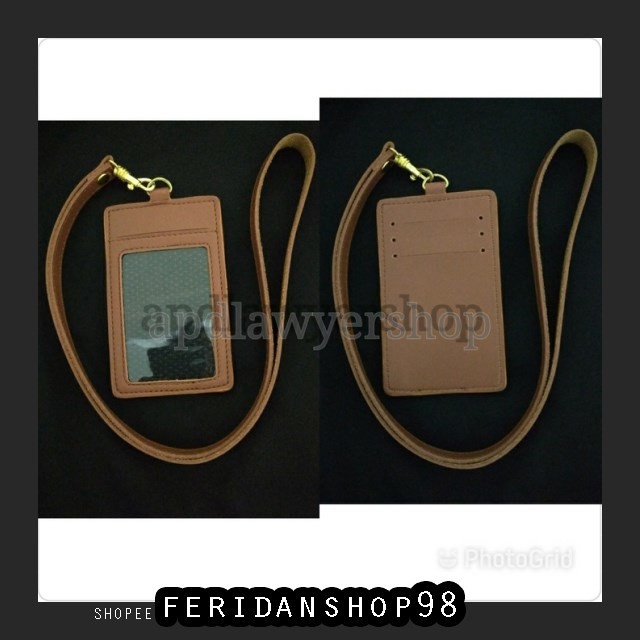 

FS228 NAME TAG & ID CARD HOLDER NAME TAG ID ATK CARD HOLDER TALI KULIT COKLAT 4 SLOT CARD KWALITAS B