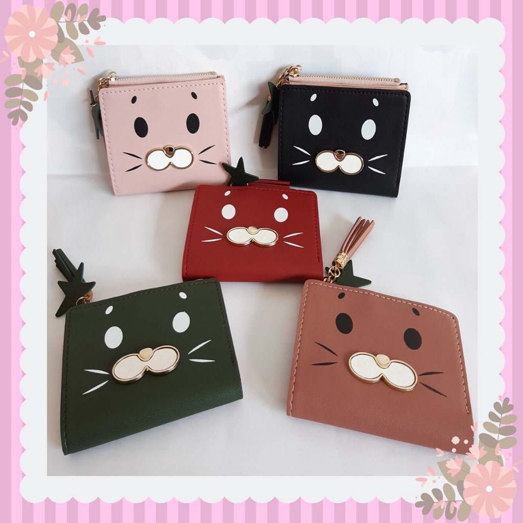 Dompet lipat Kucing / Dompet wanita / Dompet kecil tipis import
