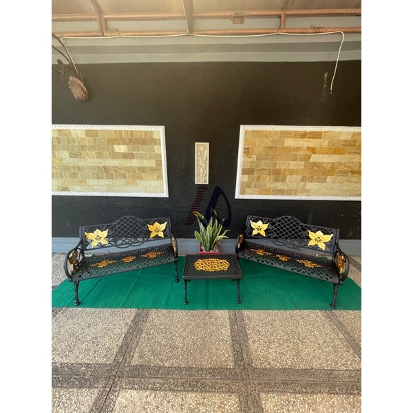 kursi taman besi elegan (satu set)