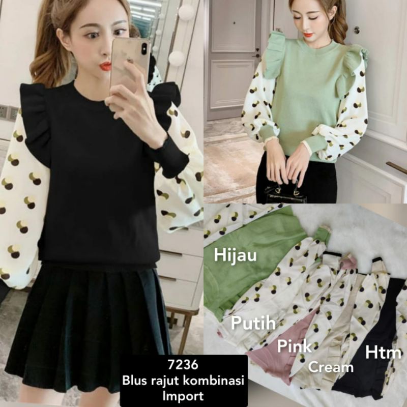 Blouse DAHLIA Rompi Knit Tangan Balon TM (7236)