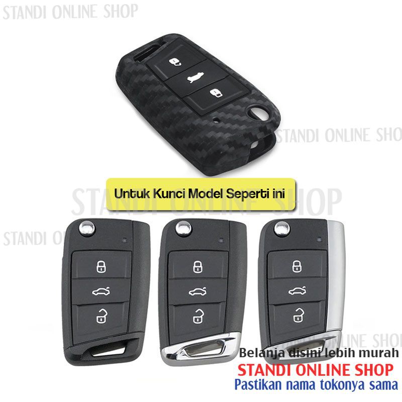 Kondom Kunci Silikon Carbon Remote Volkwagen VW Scirocco Polo Golf