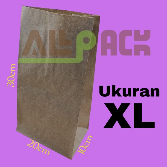 

✨ BISA COD ✨ KANTONG KERTAS , PAPER BAG WARNA COKLAT POLOS UKURAN XL 100PCS