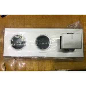 stop kontak + stop kontak +saklar mata besar panasonic silver